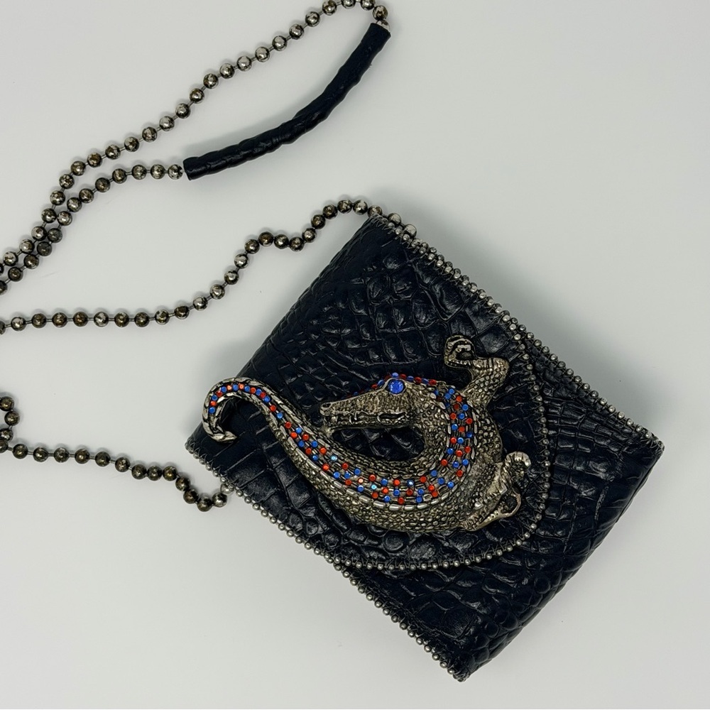 Incredible Crocodile Leather and Embellished Bejeweled Crossbody Bag - Picture 3 of 6